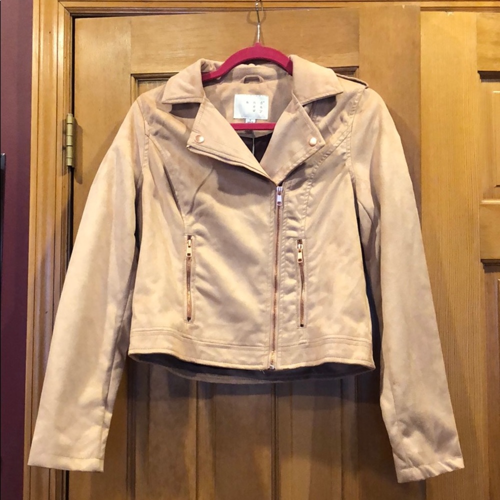 NWT Light Pink Suede Moto Jacket- Size: Small